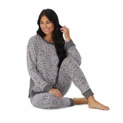 Women's Cuddl Duds® Kangaroo Pocket Pajama Top And Banded Bottom Pajama Pants Sleep Set Navy Falling Stars -Cuddl Duds shop unnamed file 334