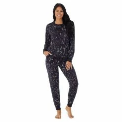 Women's Cuddl Duds® Kangaroo Pocket Pajama Top And Banded Bottom Pajama Pants Sleep Set Navy Falling Stars -Cuddl Duds shop unnamed file 337