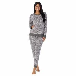 Women's Cuddl Duds® Kangaroo Pocket Pajama Top And Banded Bottom Pajama Pants Sleep Set Navy Falling Stars -Cuddl Duds shop unnamed file 340