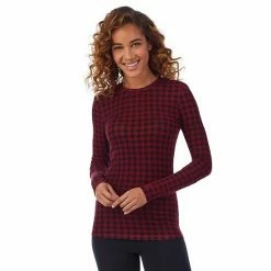 Women's Cuddl Duds® Softwear With Stretch Long Sleeve Crewneck Top Red Buffalo -Cuddl Duds shop unnamed file 37