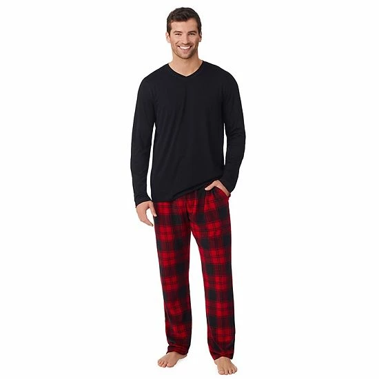 Men's Cuddl Duds® Cabin Fleece Pajama Set Navy Plaid 1 Men's Cuddl Duds® Cabin Fleece Pajama Set Navy Plaid