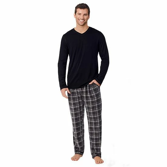 Men's Cuddl Duds® Cabin Fleece Pajama Set Navy Plaid 5 Men's Cuddl Duds® Cabin Fleece Pajama Set Navy Plaid - Image 5