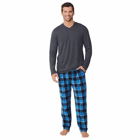 Men's Cuddl Duds® Cabin Fleece Pajama Set Navy Plaid 8 Men's Cuddl Duds® Cabin Fleece Pajama Set Navy Plaid - Image 8