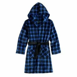 Boys 4-14 Cuddl Duds Hooded Robe Blue Plaid -Cuddl Duds shop unnamed file 409