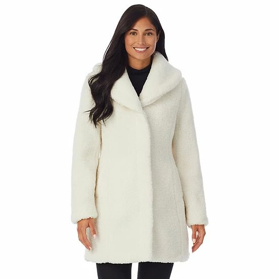 Women's Cuddl Duds Curly Sherpa Shawl-Collar Coat Black 1 Women's Cuddl Duds Curly Sherpa Shawl-Collar Coat Black