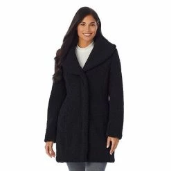 Women's Cuddl Duds Curly Sherpa Shawl-Collar Coat Black 19 Women's Cuddl Duds Curly Sherpa Shawl-Collar Coat Black -Cuddl Duds shop unnamed file 446
