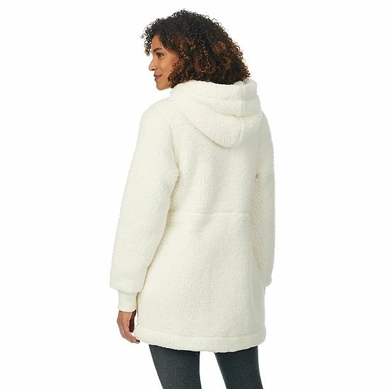 Women's Cuddl Duds Cozy Sherpa Hooded Anorak Jacket Sage 2 Women's Cuddl Duds Cozy Sherpa Hooded Anorak Jacket Sage - Image 2