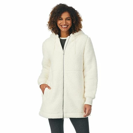 Women's Cuddl Duds Cozy Sherpa Hooded Anorak Jacket Sage 7 Women's Cuddl Duds Cozy Sherpa Hooded Anorak Jacket Sage - Image 7
