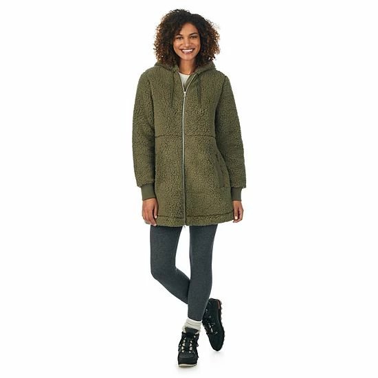 Women's Cuddl Duds Cozy Sherpa Hooded Anorak Jacket Sage 8 Women's Cuddl Duds Cozy Sherpa Hooded Anorak Jacket Sage - Image 8