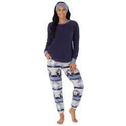 Petite Cuddl Duds 3-pc. Stretch Fleece Long Sleeve Pajama Top, Pajama Pants & Headband Set Multi Blue Southwester -Cuddl Duds shop unnamed file 479