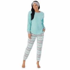 Petite Cuddl Duds 3-pc. Stretch Fleece Long Sleeve Pajama Top, Pajama Pants & Headband Set Multi Blue Southwester -Cuddl Duds shop unnamed file 481