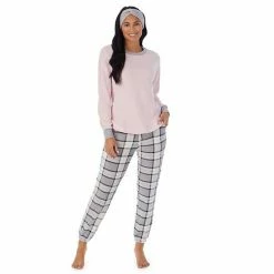Petite Cuddl Duds 3-pc. Stretch Fleece Long Sleeve Pajama Top, Pajama Pants & Headband Set Multi Blue Southwester -Cuddl Duds shop unnamed file 482