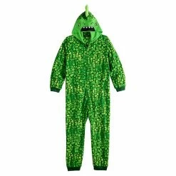 Boys 4-16 Cuddl Duds Hooded One-Piece Pajamas Green