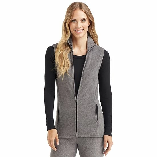 Women's Cuddl Duds® Fleecewear With Stretch Full Zippered Vest Charcoal Heather 8 Women's Cuddl Duds® Fleecewear With Stretch Full Zippered Vest Charcoal Heather - Image 8