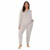 Plus Size Cuddl Duds® Henley Pajama Top And Banded Bottom Pajama Pants Sleep Set Black Stars