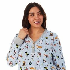 Plus Size Cuddl Duds® Henley Pajama Top And Banded Bottom Pajama Pants Sleep Set Black Stars -Cuddl Duds shop unnamed file 514