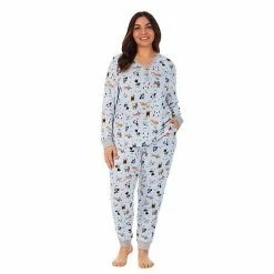 Plus Size Cuddl Duds® Henley Pajama Top And Banded Bottom Pajama Pants Sleep Set Black Stars -Cuddl Duds shop unnamed file 522
