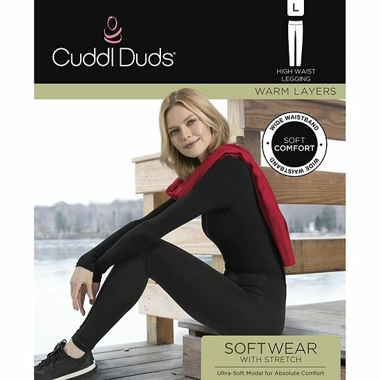 Women's Cuddl Duds® Softwear With Stretch High-Waisted Leggings Charcoal Heather 4 Women's Cuddl Duds® Softwear With Stretch High-Waisted Leggings Charcoal Heather - Image 4