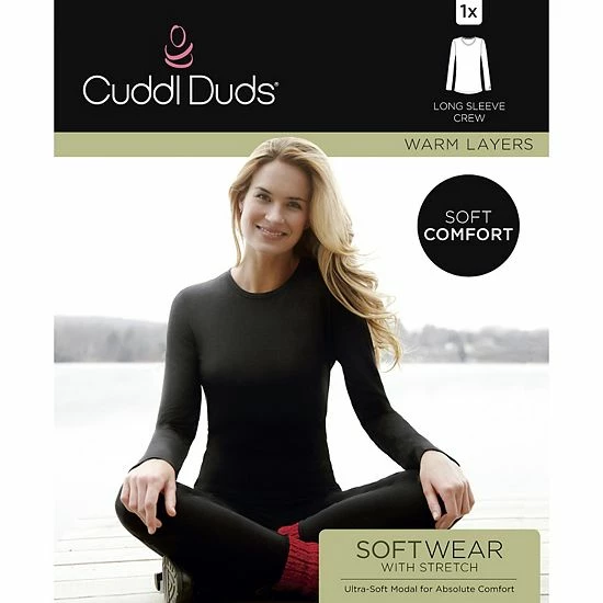 Plus Size Cuddl Duds® Softwear With Stretch Long Sleeve Crewneck Top Dress Blues 3 Plus Size Cuddl Duds® Softwear With Stretch Long Sleeve Crewneck Top Dress Blues - Image 3