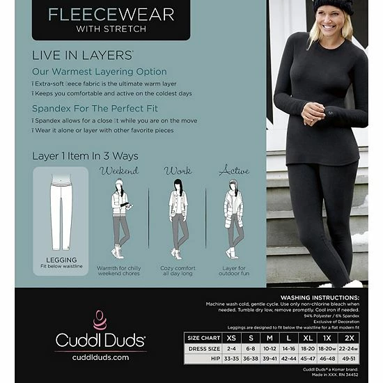 Women's Tall Cuddl Duds® Fleecewear With Stretch Leggings Charcoal Heather 6 Women's Tall Cuddl Duds® Fleecewear With Stretch Leggings Charcoal Heather - Image 6