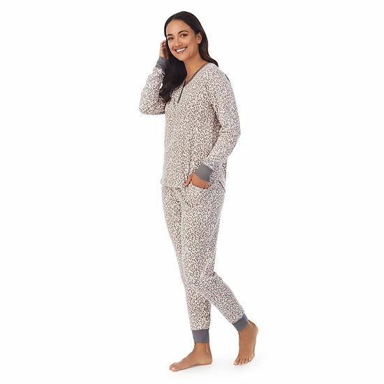 Petite Cuddl Duds® Henley Pajama Top And Banded Bottom Pajama Pants Sleep Set Gray Hearts 3 Petite Cuddl Duds® Henley Pajama Top And Banded Bottom Pajama Pants Sleep Set Gray Hearts - Image 3