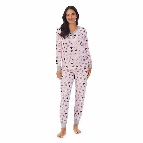 Petite Cuddl Duds® Henley Pajama Top And Banded Bottom Pajama Pants Sleep Set Gray Hearts 5 Petite Cuddl Duds® Henley Pajama Top And Banded Bottom Pajama Pants Sleep Set Gray Hearts - Image 5