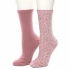 Women's Cuddl Duds® 2-Pack Plushfill* Diamond Cabled Spacedye Crew Socks Smoke Gray
