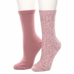 Women's Cuddl Duds® 2-Pack Plushfill* Diamond Cabled Spacedye Crew Socks Smoke Gray -Cuddl Duds shop unnamed file 696