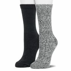 Women's Cuddl Duds® 2-Pack Plushfill* Diamond Cabled Spacedye Crew Socks Smoke Gray -Cuddl Duds shop unnamed file 699
