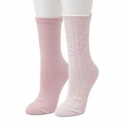Women's Cuddl Duds® 2-Pack Plushfill* Diamond Cabled Spacedye Crew Socks Smoke Gray -Cuddl Duds shop unnamed file 701