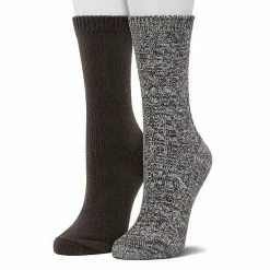 Women's Cuddl Duds® 2-Pack Plushfill* Diamond Cabled Spacedye Crew Socks Smoke Gray -Cuddl Duds shop unnamed file 703