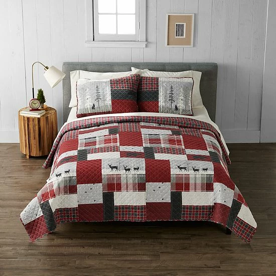 Cuddl Duds® Flannel Quilt Set Toile Lodge 1 Cuddl Duds® Flannel Quilt Set Toile Lodge