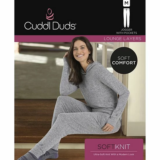 Women's Cuddl Duds® Soft Knit Joggers Grey Animal 3 Women's Cuddl Duds® Soft Knit Joggers Grey Animal - Image 3