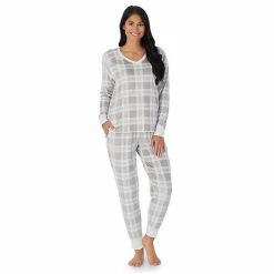 Petite Cuddl Duds® Velour Fleece V-Neck Pajama Top And Banded Bottom Pajama Pants Sleep Set Mint Dogs