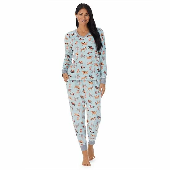 Petite Cuddl Duds® Velour Fleece V-Neck Pajama Top And Banded Bottom Pajama Pants Sleep Set Mint Dogs 7 Petite Cuddl Duds® Velour Fleece V-Neck Pajama Top And Banded Bottom Pajama Pants Sleep Set Mint Dogs - Image 7