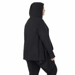 Plus Size Cuddl Duds® Fleecewear With Stretch Long Sleeve Hooded Wrap Black -Cuddl Duds shop unnamed file 861