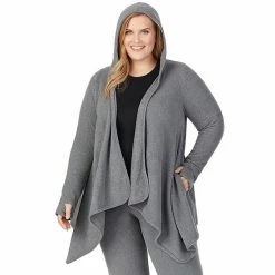 Plus Size Cuddl Duds® Fleecewear With Stretch Long Sleeve Hooded Wrap Black -Cuddl Duds shop unnamed file 864