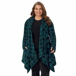 Plus Size Cuddl Duds® Fleecewear With Stretch Long Sleeve Hooded Wrap Black -Cuddl Duds shop unnamed file 866