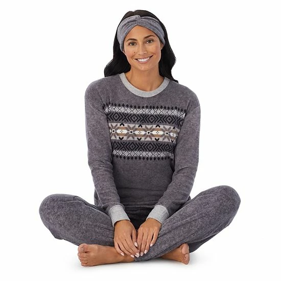 Women's Cuddl Duds 3-pc. Stretch Fleece Long Sleeve Pajama Top, Pajama Pants & Headband Set Multi Blue Southwester 5 Women's Cuddl Duds 3-pc. Stretch Fleece Long Sleeve Pajama Top, Pajama Pants & Headband Set Multi Blue Southwester - Image 5