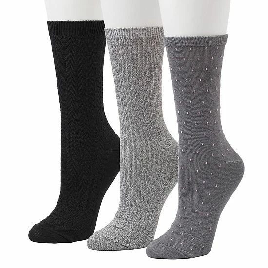 Women's Cuddl Duds® 3-Pack Plushfill* Midweight Birdseye & Ribbed Crew Socks Black 1 Women's Cuddl Duds® 3-Pack Plushfill* Midweight Birdseye & Ribbed Crew Socks Black