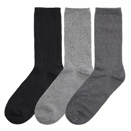 Women's Cuddl Duds® 3-Pack Plushfill* Midweight Birdseye & Ribbed Crew Socks Black 3 Women's Cuddl Duds® 3-Pack Plushfill* Midweight Birdseye & Ribbed Crew Socks Black - Image 3