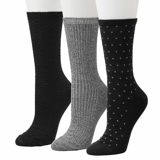 Women's Cuddl Duds® 3-Pack Plushfill* Midweight Birdseye & Ribbed Crew Socks Black 6 Women's Cuddl Duds® 3-Pack Plushfill* Midweight Birdseye & Ribbed Crew Socks Black - Image 6