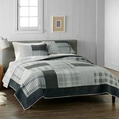 Cuddl Duds® Heavyweight Flannel Quilt Set With Shams Gray Patchwork -Cuddl Duds shop unnamed file 988