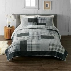 Cuddl Duds® Heavyweight Flannel Quilt Set With Shams Gray Patchwork -Cuddl Duds shop unnamed file 990